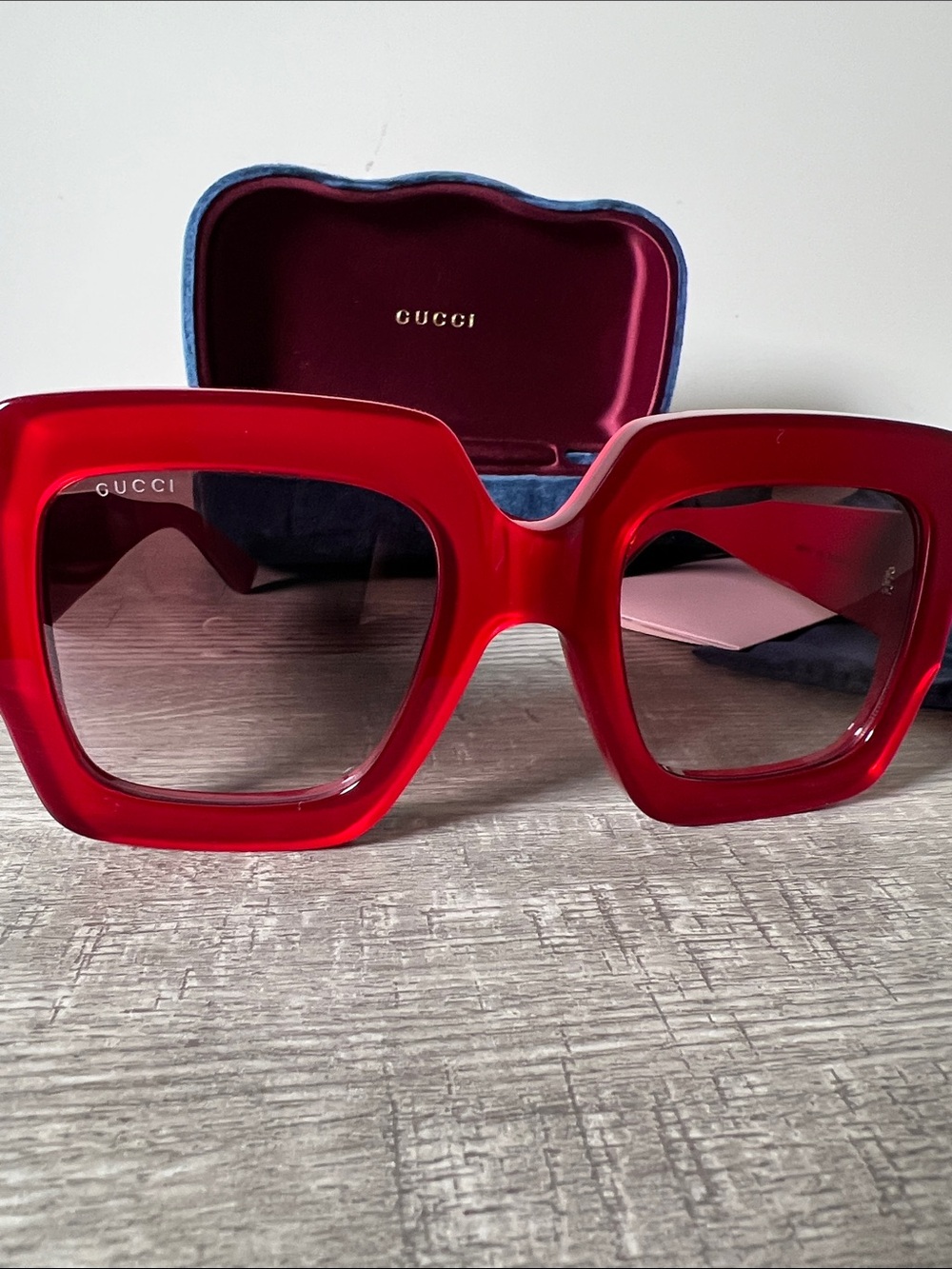 Gucci Oversized Red Square Sunglasses with Gradient Lenses GG0178S